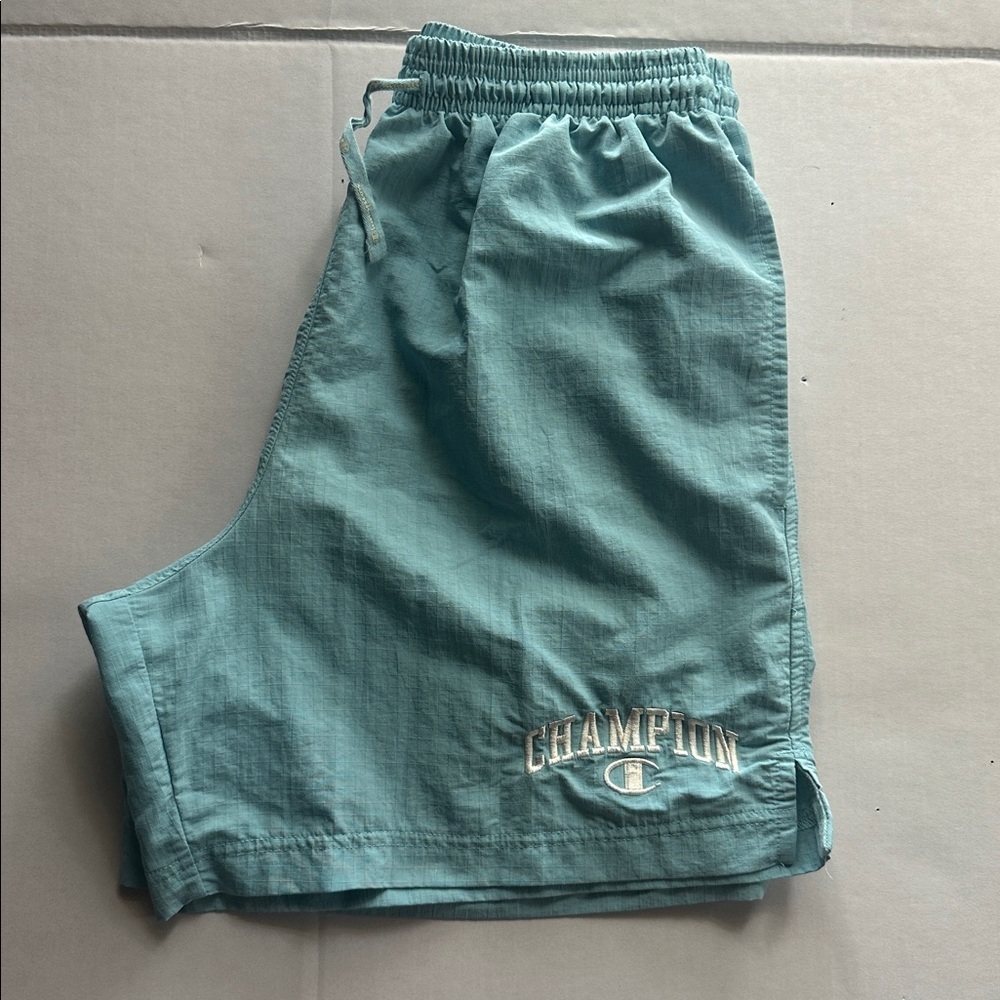✨🩵RareVtg 90s Champion Shorts Mens SMALL Teal Blue Athletic Gym NylonLined Retro - Picture 9 of 16
